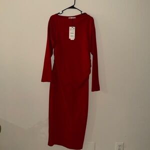 Zara Vibrant Red Long Sleeve Dress